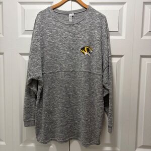 chicka-d Mizzou Tigers Spirit Jersey Womens XL Gray Heathered Long Sleeve Shirt